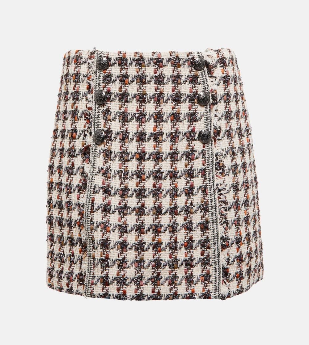 Veronica Beard Starck Tweed Mini Skirt Black Brown Sz 6